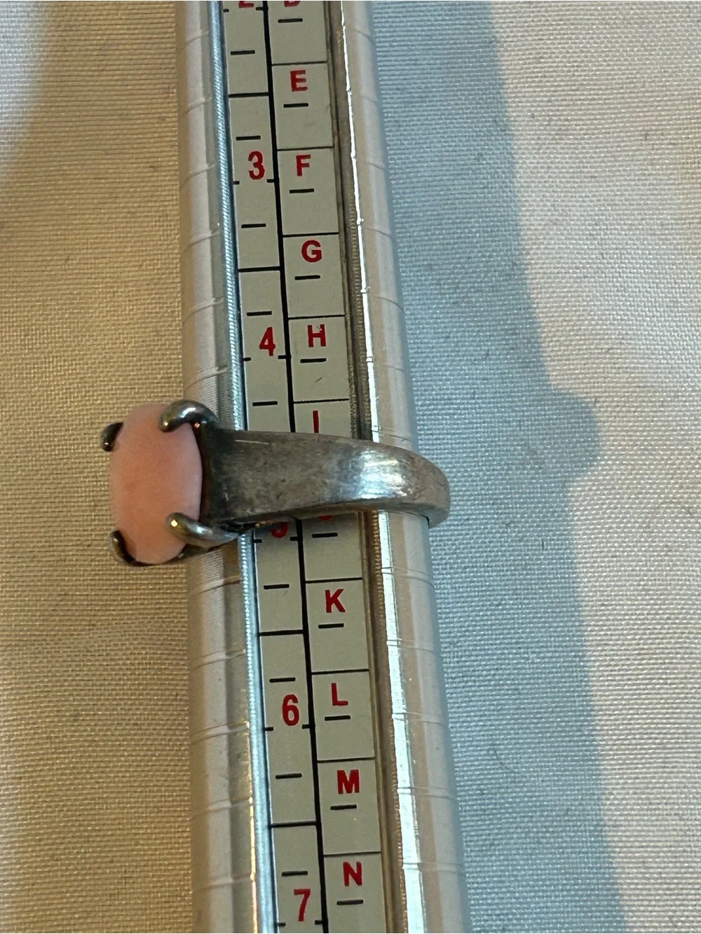 Pink Stone and Silver Oval Ring - Picture 5 of 5